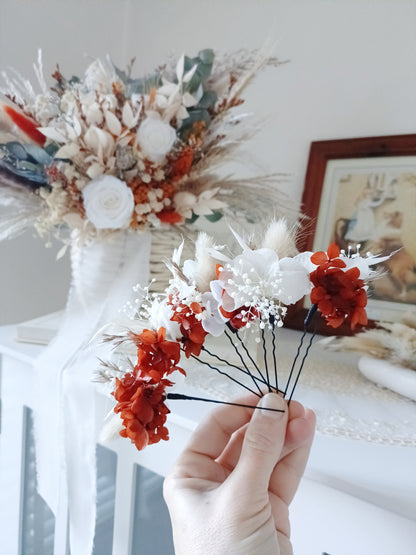 Set 5/10 Terracotta Floral Hair Pins