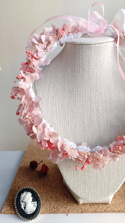 Dried Floral Crown | Pink Baby Breath