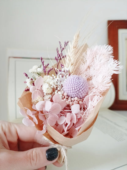 Mini Dried Flower Favors - Rustic Purple Mini Bouquet