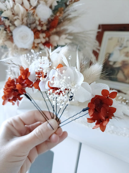 Set 5/10 Terracotta Floral Hair Pins