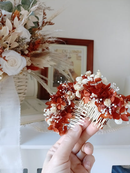 Terracotta Floral Hair Comb