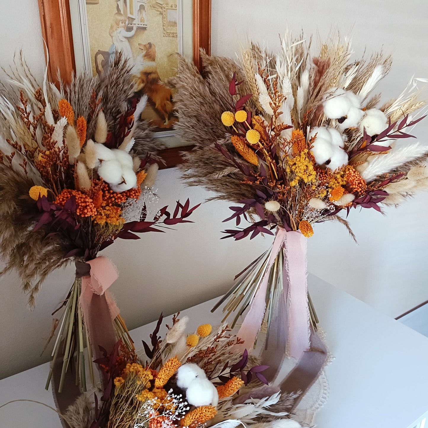 Rust bridal bouquet, terracotta wedding flowers, bridal bouquet in burgundy, Burgundy boho bridal bouquet arrangement, Wedding bouquet, dried bouquet. Dried floral arrangement, Dried everlasting bouquet