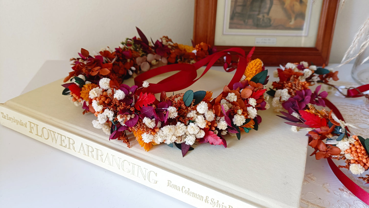 Flower Crown Burnt Orange & Burgundy & Terracotta