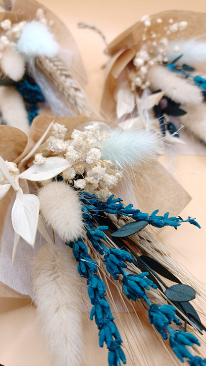 Mini Dried Flower Favors - Teal Rustic Mini Bouquets