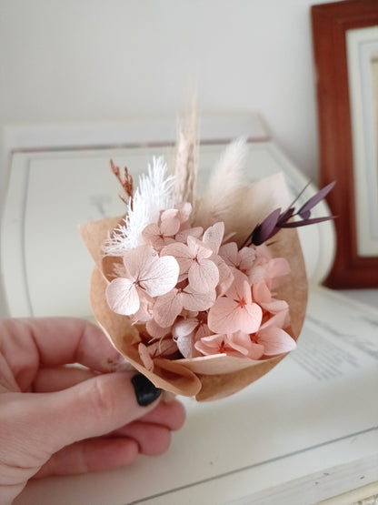 Mini Dried Flower Favors - Rustic Pink & Purple Mini Bouquet