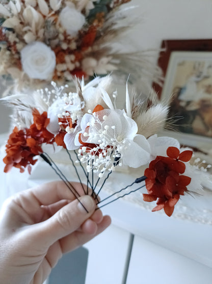 Set 5/10 Terracotta Floral Hair Pins