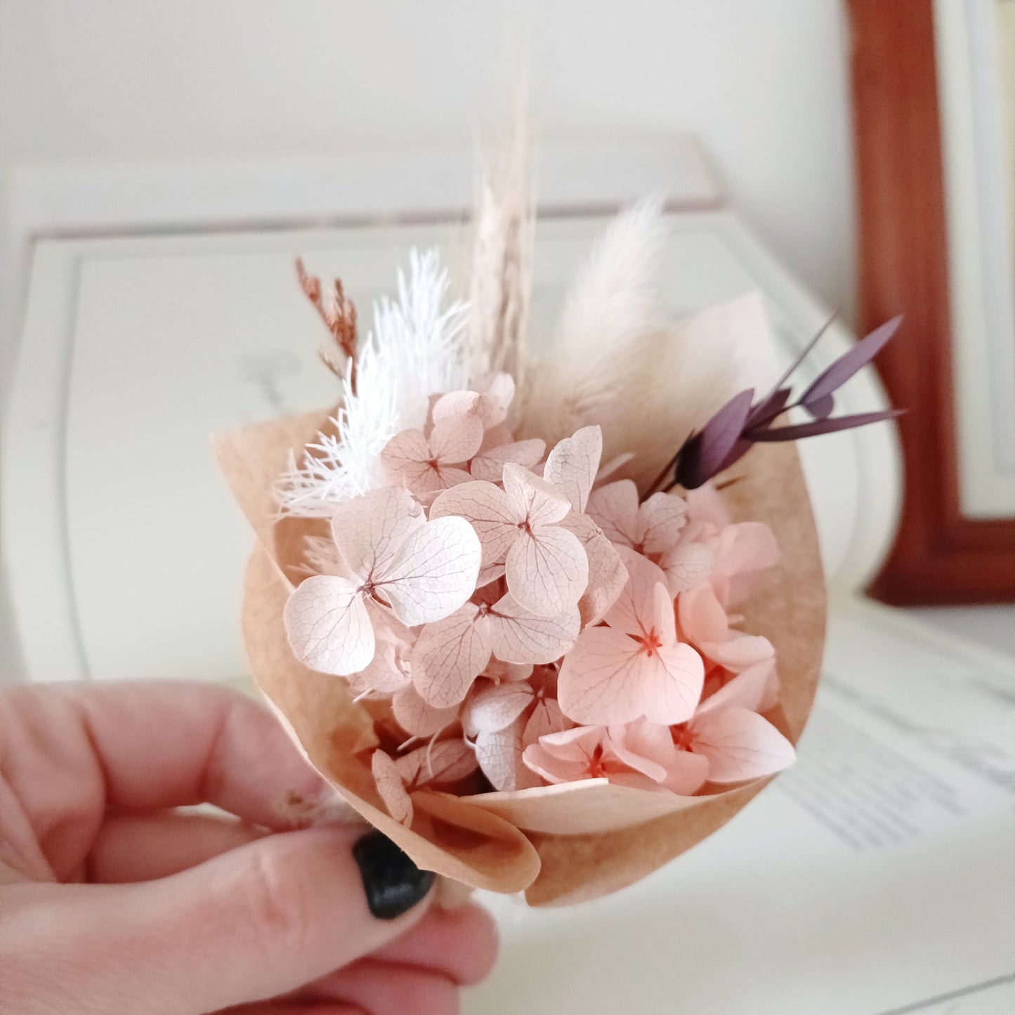 Mini Dried Flower Favors - Rustic Pink & Purple Mini Bouquet