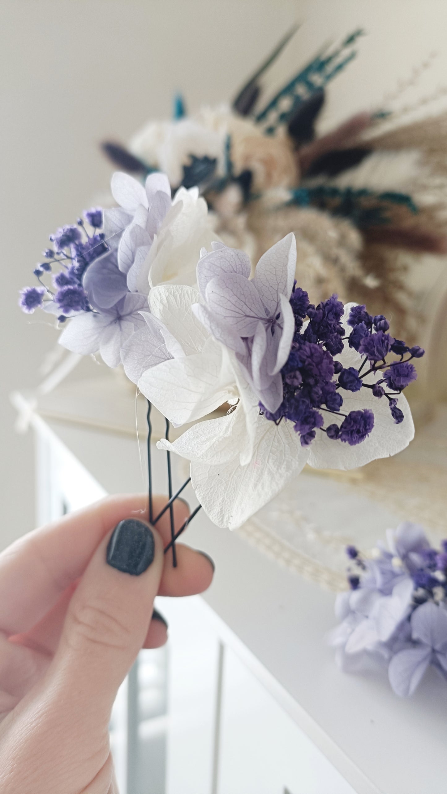 Set of 5/10 Purple Bridal Floral Hair Pin