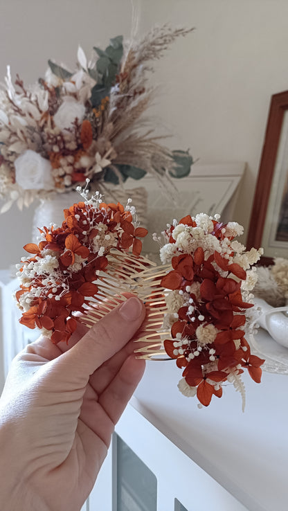 Terracotta Floral Hair Comb