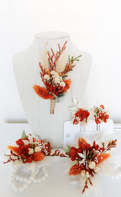 Dried Flower Boutonniere | Sage Green & Terracotta