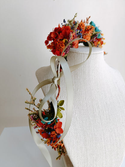 Dried Floral Crown | Warm Autumn Colors Crown