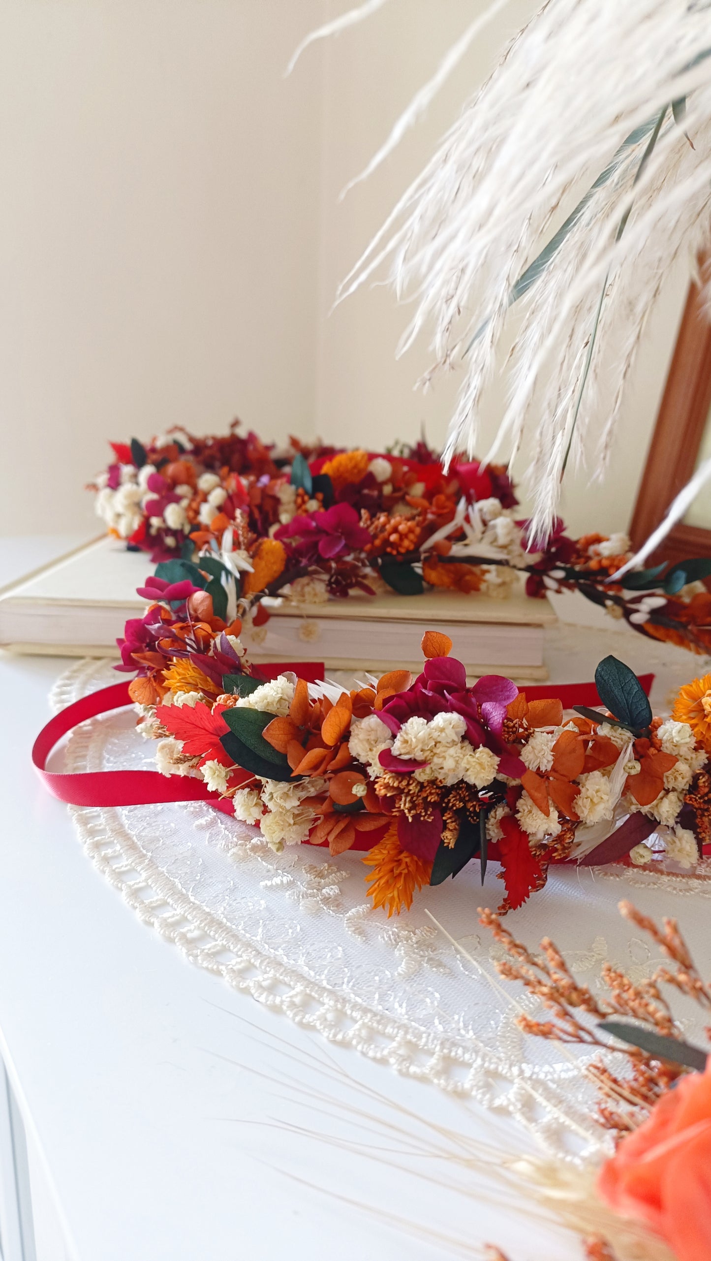 Flower Crown Burnt Orange & Burgundy & Terracotta