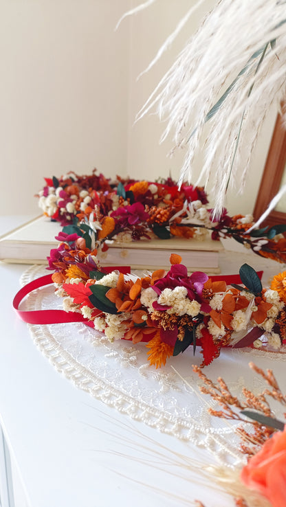 Flower Crown Burnt Orange & Burgundy & Terracotta