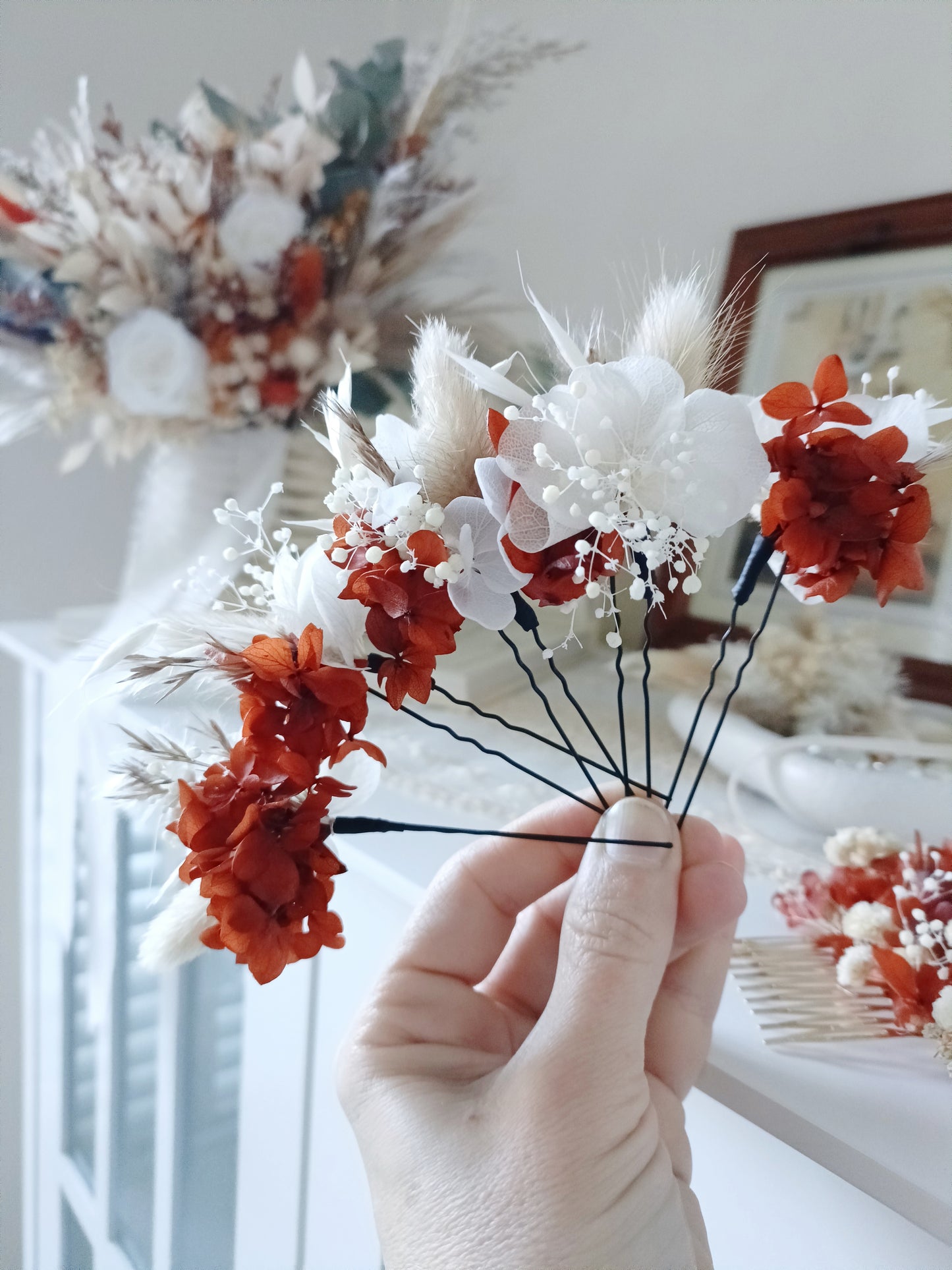 Set 5/10 Terracotta Floral Hair Pins