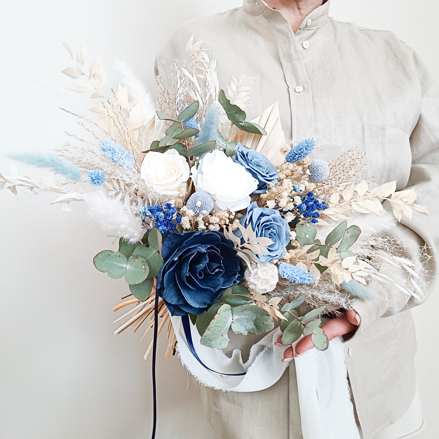 Dried Bridal Bouquet - Elegance and Bohemian Blue