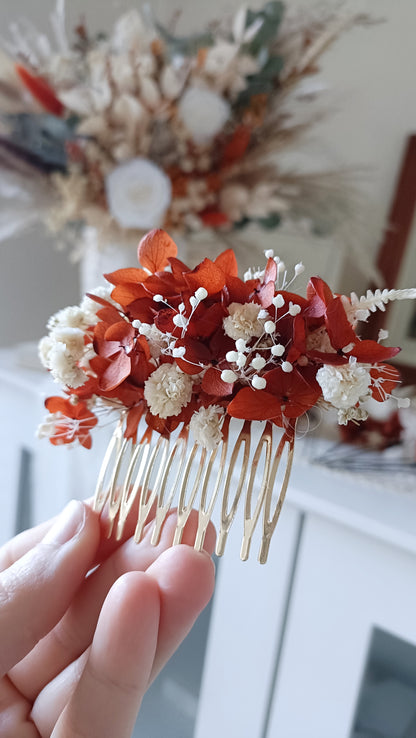 Terracotta Floral Hair Comb