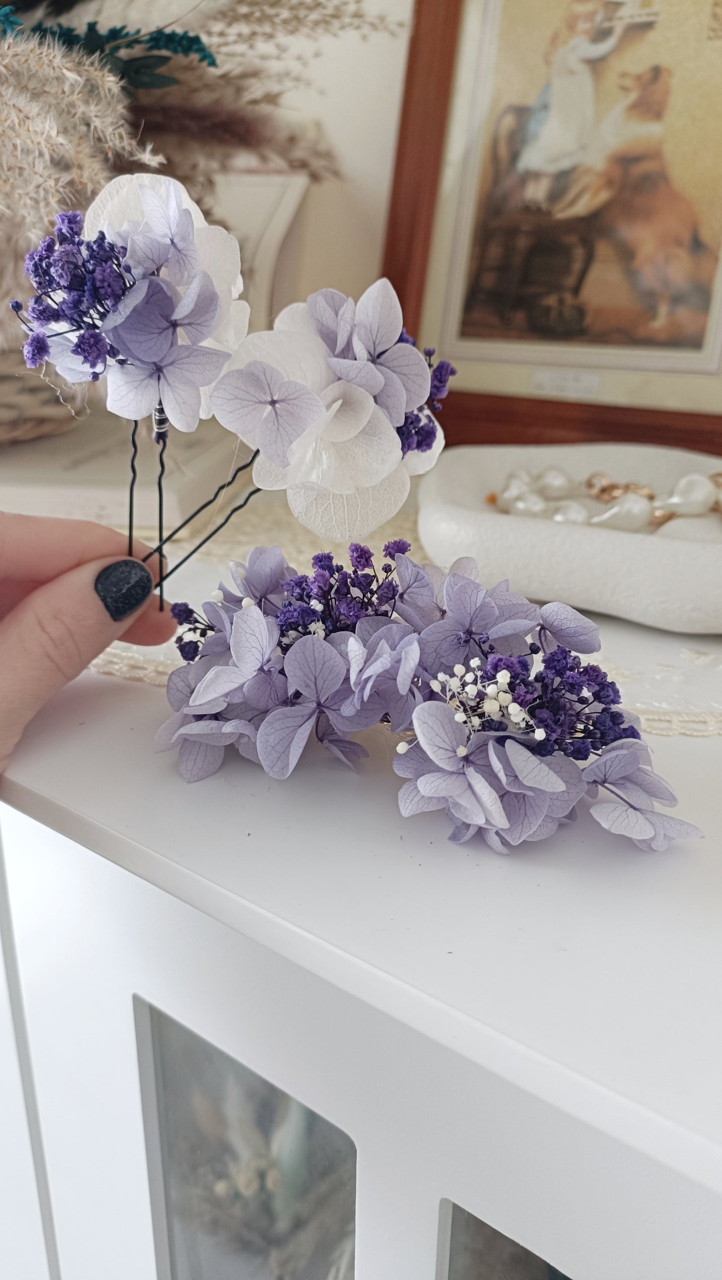 Set of 5/10 Purple Bridal Floral Hair Pin