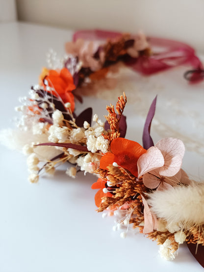 dried floral crown, dried flower headpiece, bridal dried flower crown