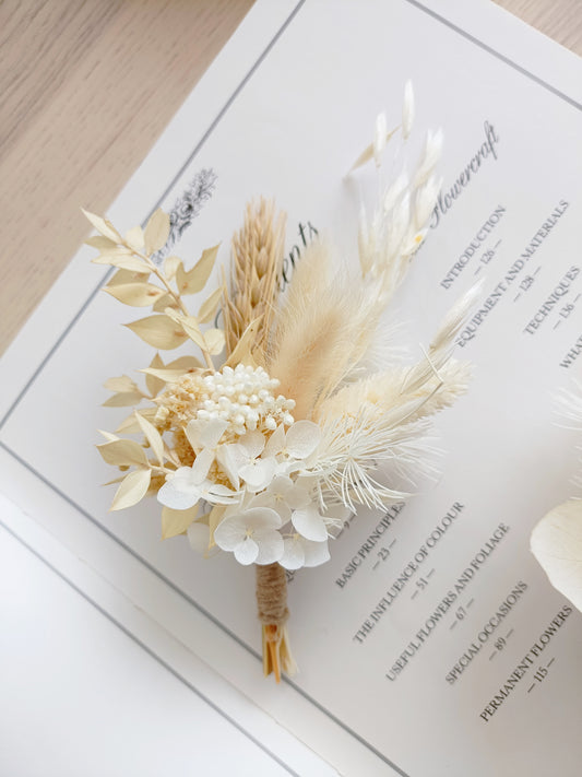 Rustic Ivory Wedding Boutonniere