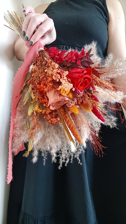 Dried Bridal Bouquet | Rust Orange & Red