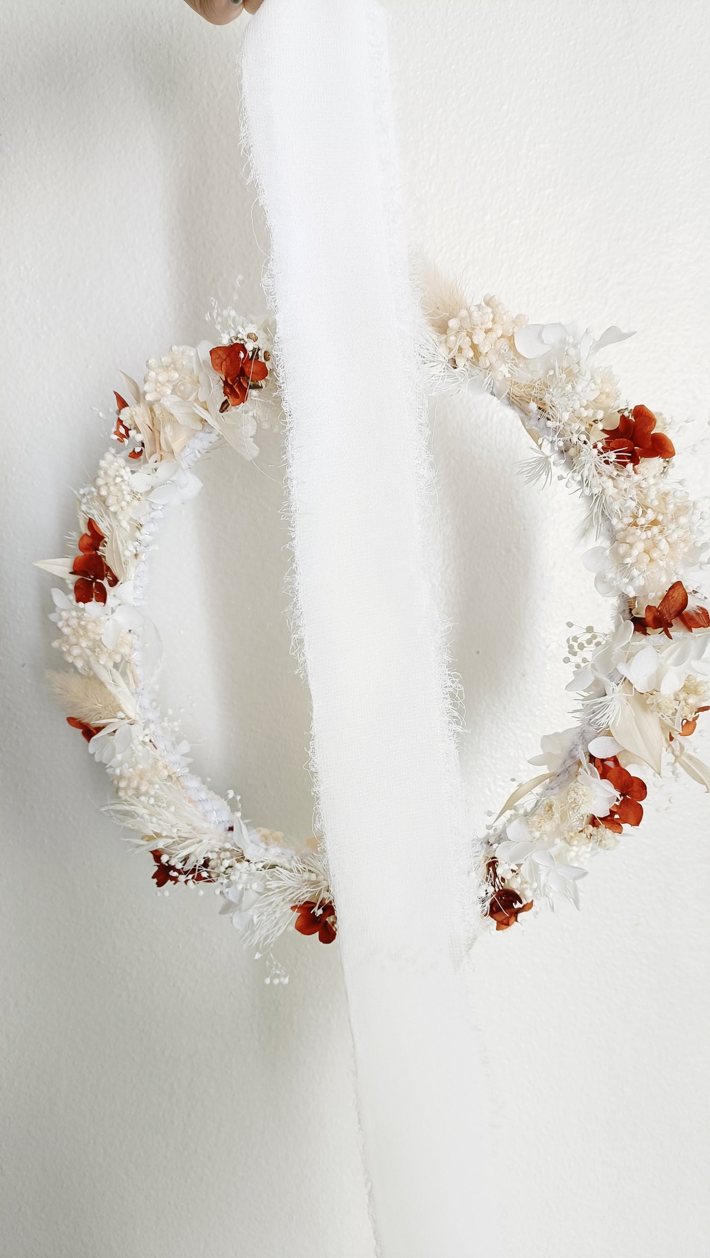 Dried Floral Crown  Terracotta & White