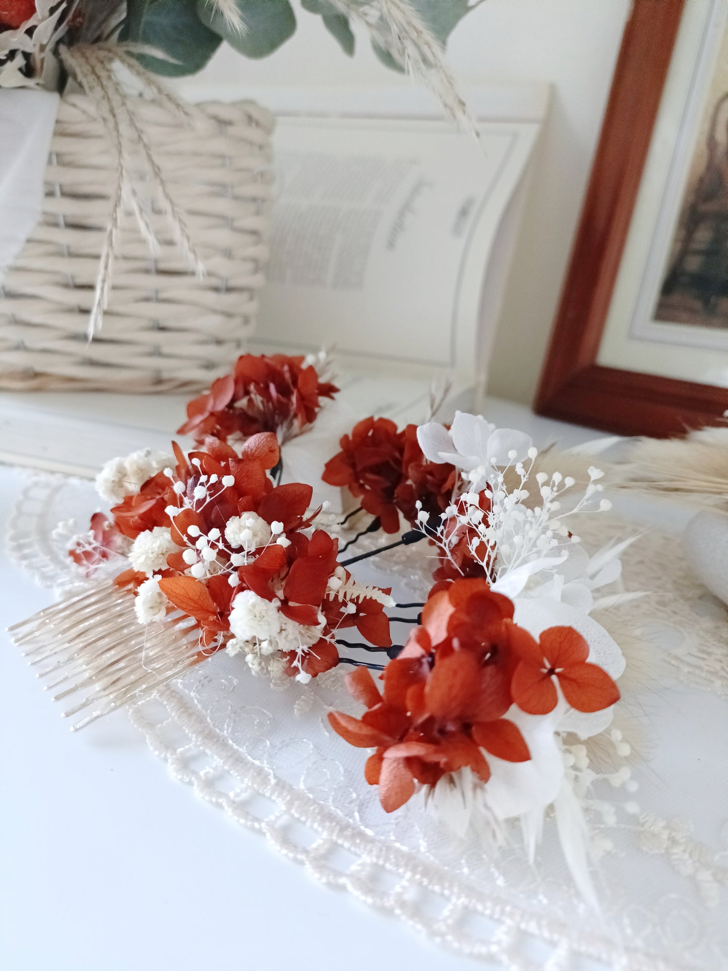 Terracotta Floral Hair Comb