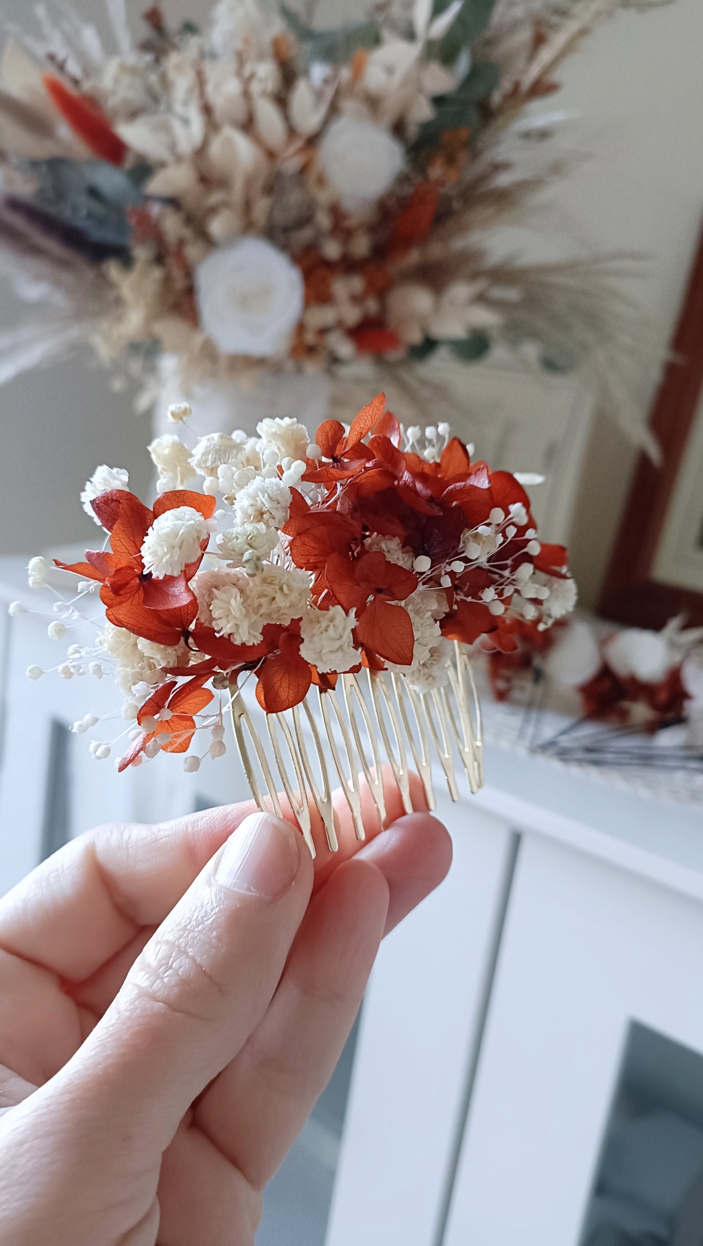 Terracotta Floral Hair Comb