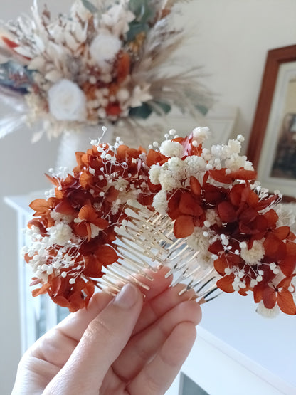 Terracotta Floral Hair Comb