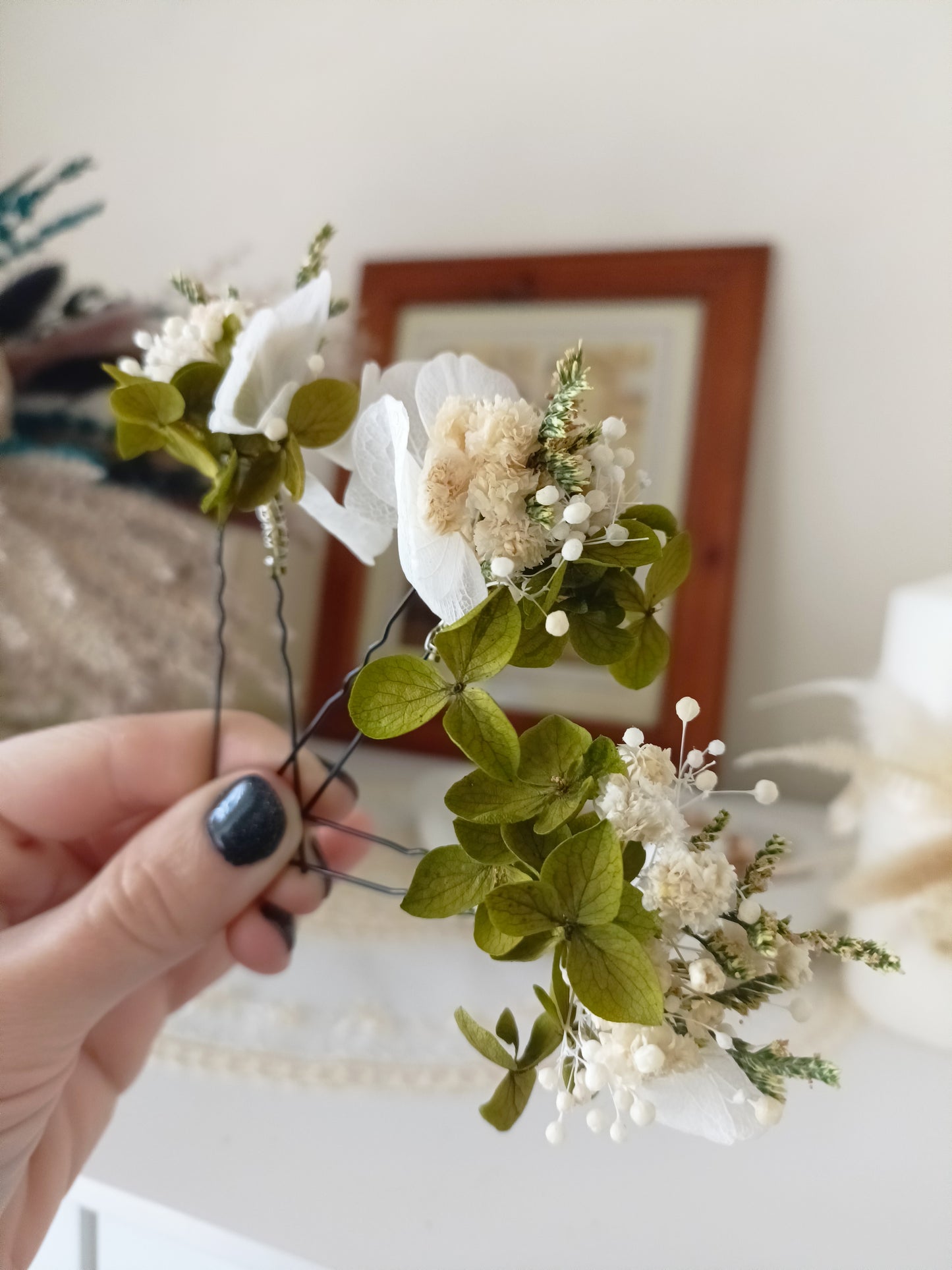 Set 5/10 Green Floral Hair Pins