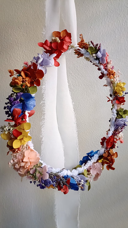 Dried Floral Crown | Colourful Rainbow Crown