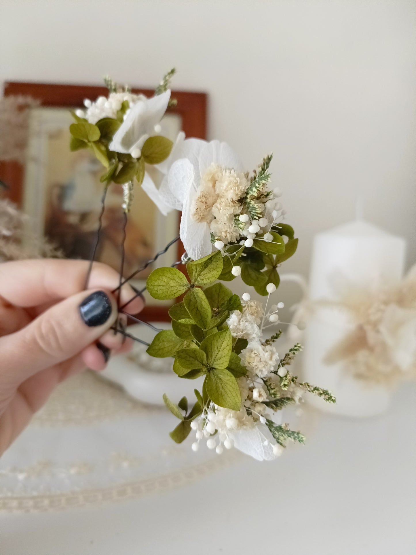 Set 5/10 Green Floral Hair Pins