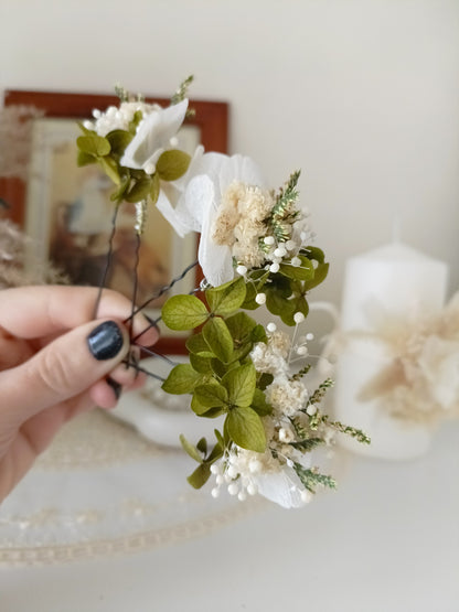 Set 5/10 Green Floral Hair Pins