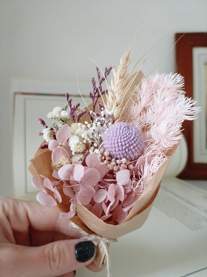 Mini Dried Flower Favors - Rustic Purple Mini Bouquet