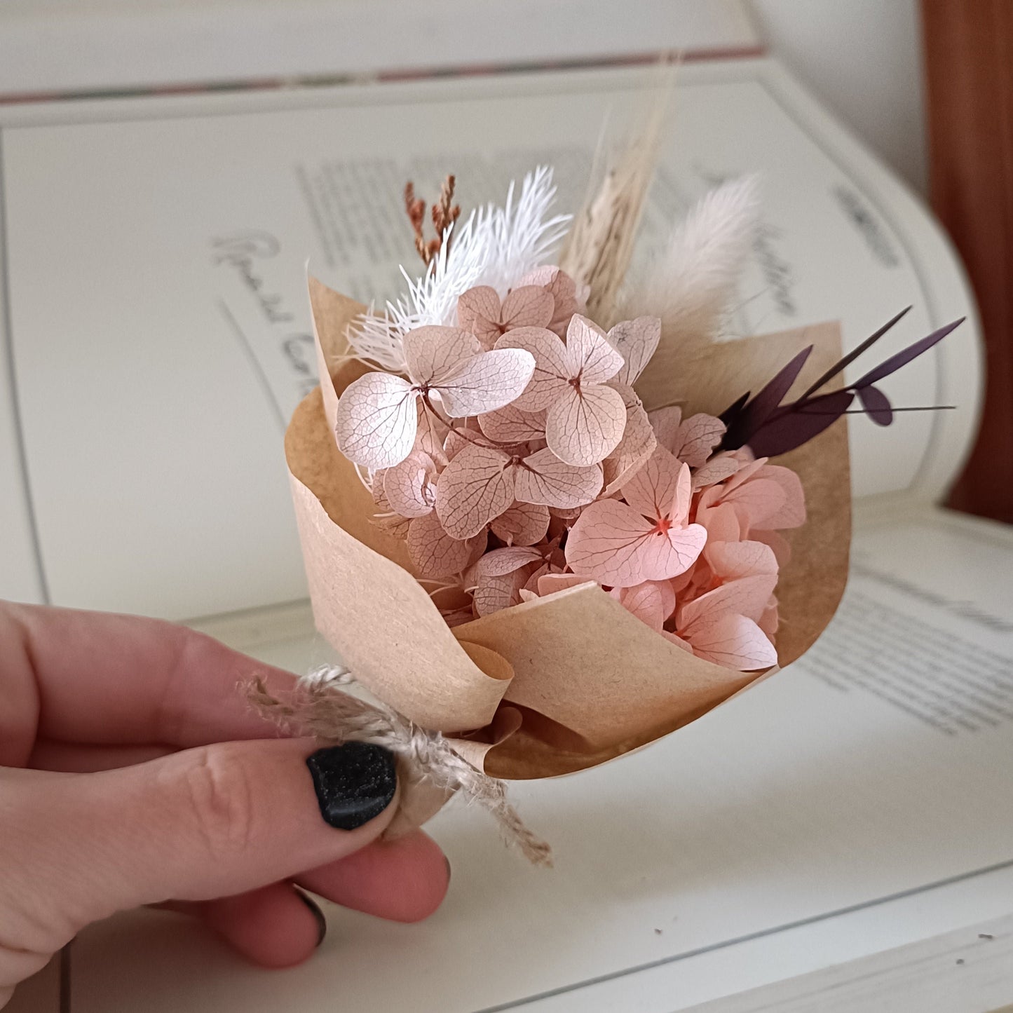 Mini Dried Flower Favors - Rustic Pink & Purple Mini Bouquet