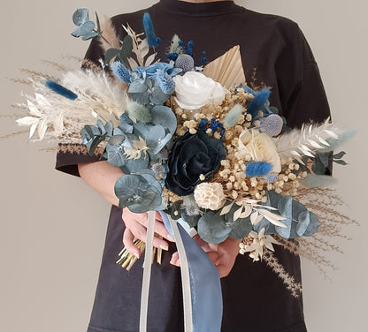 Dried Bridal Bouquet - Elegance and Bohemian Blue