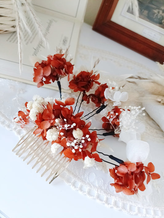 Terracotta Floral Hair Comb