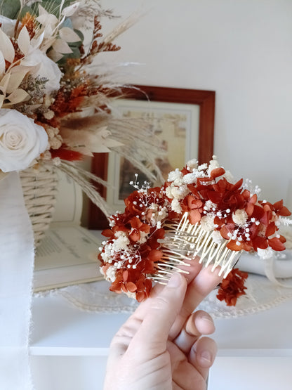 Terracotta Floral Hair Comb