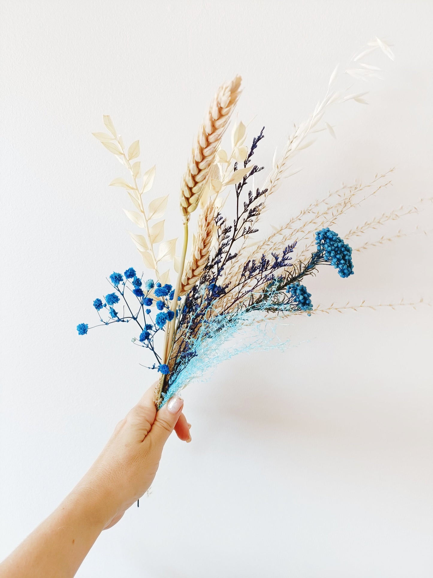 Dried Small Teal & Orange Table Decor , Boho Rustic Wedding Flowers