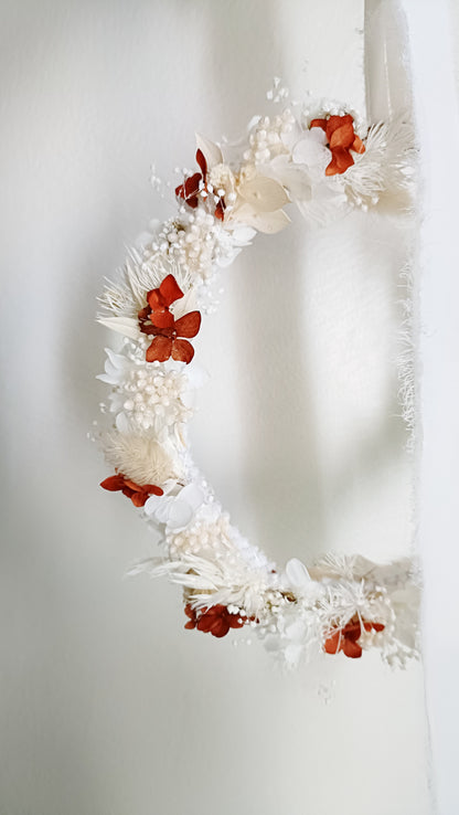 Dried Floral Crown  Terracotta & White