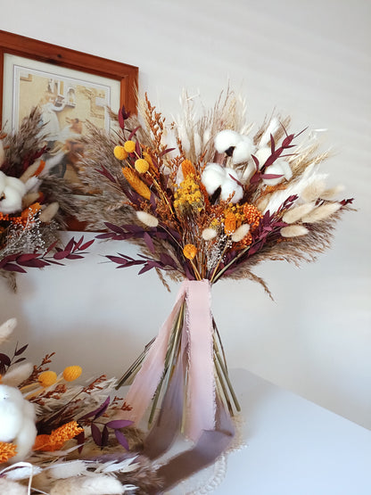 Rust bridal bouquet, terracotta wedding flowers, bridal bouquet in burgundy, Burgundy boho bridal bouquet arrangement, Wedding bouquet, dried bouquet. Dried floral arrangement, Dried everlasting bouquet