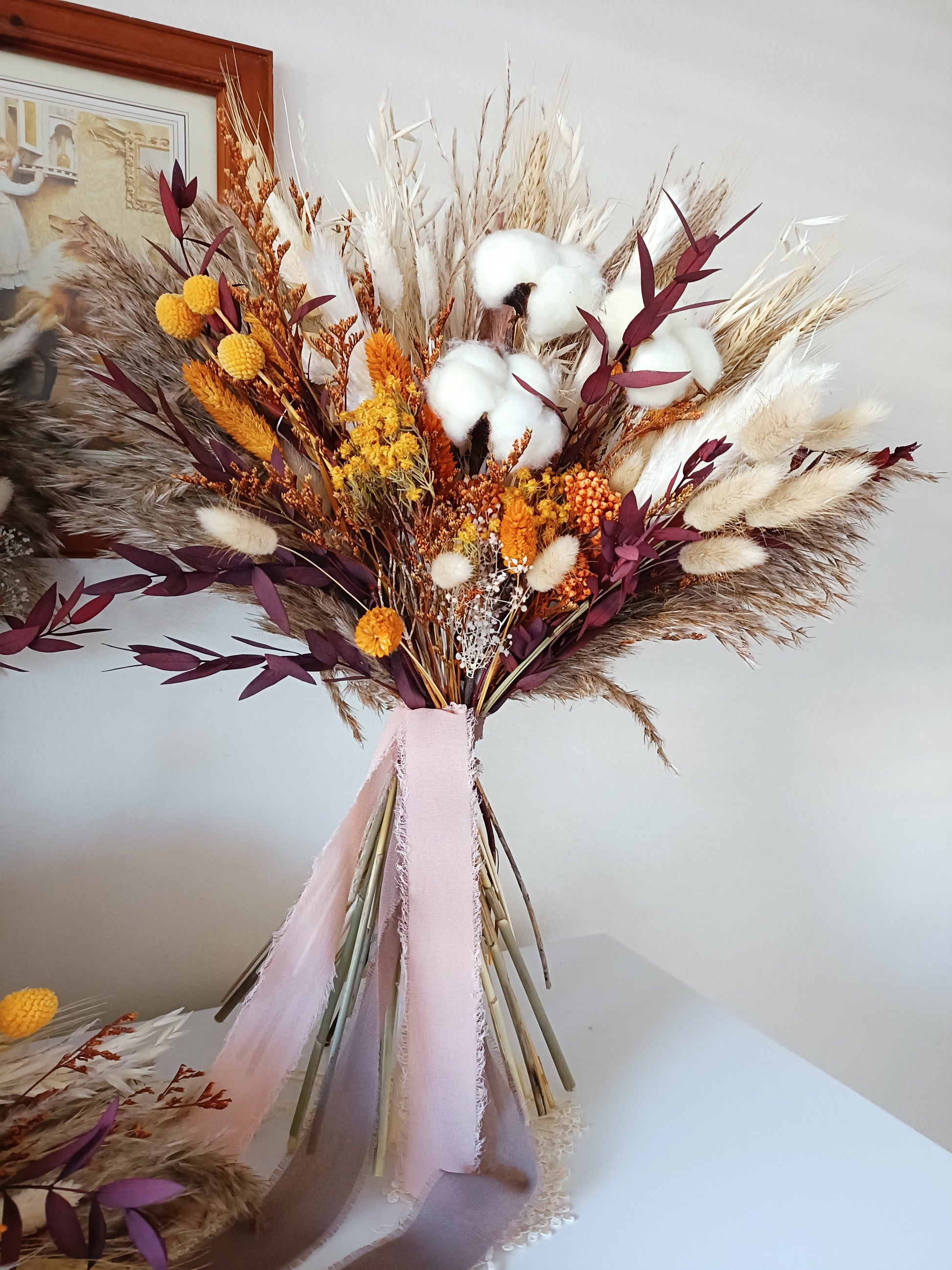 Rust bridal bouquet, terracotta wedding flowers, bridal bouquet in burgundy, Burgundy boho bridal bouquet arrangement, Wedding bouquet, dried bouquet. Dried floral arrangement, Dried everlasting bouquet