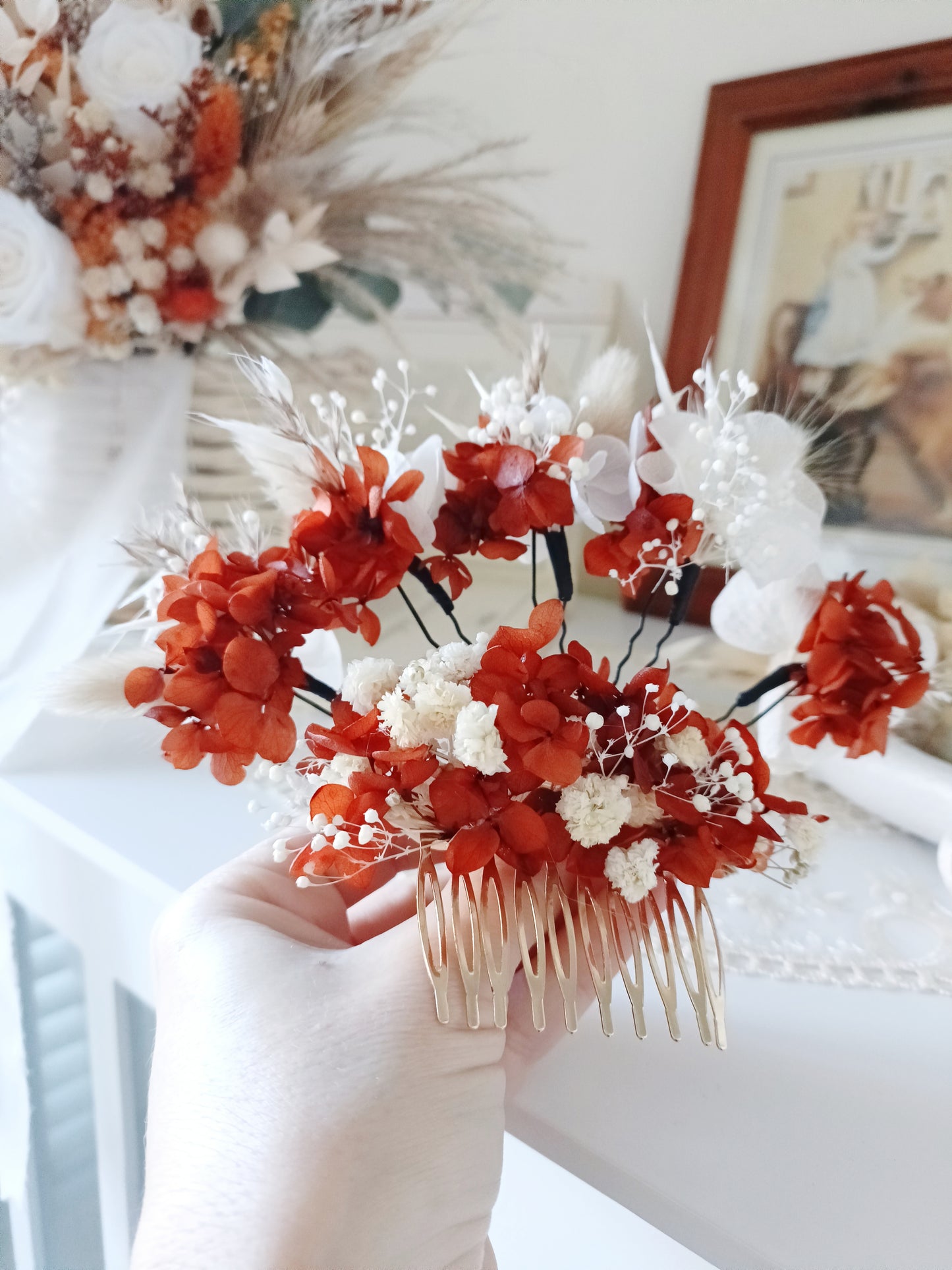 Terracotta Floral Hair Comb