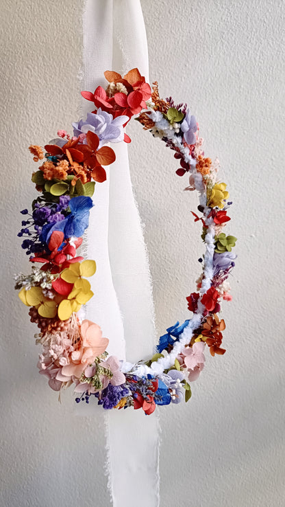 Dried Floral Crown | Colourful Rainbow Crown