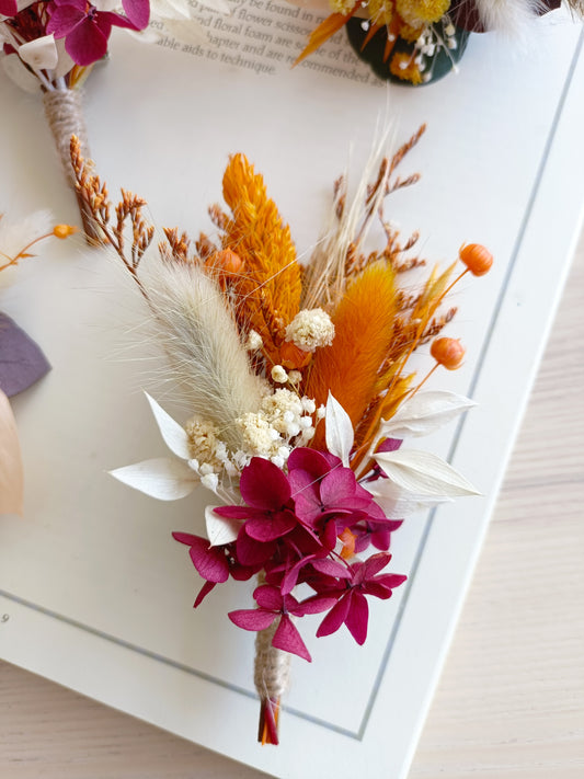 Wedding Buttonhole In Burgundy