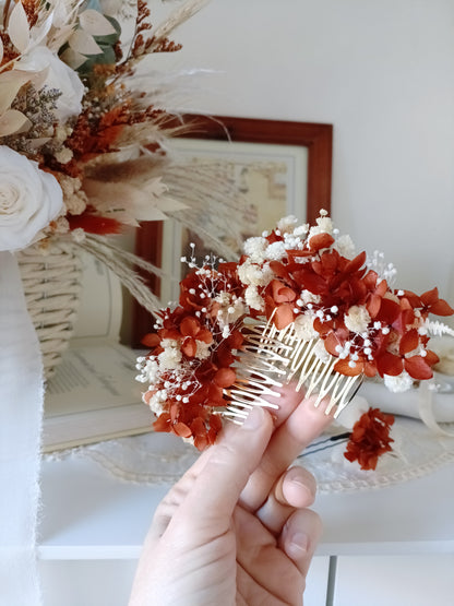 Terracotta Floral Hair Comb