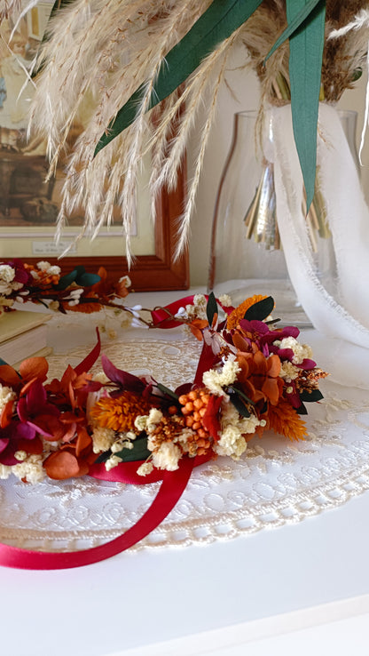 Flower Crown Burnt Orange & Burgundy & Terracotta