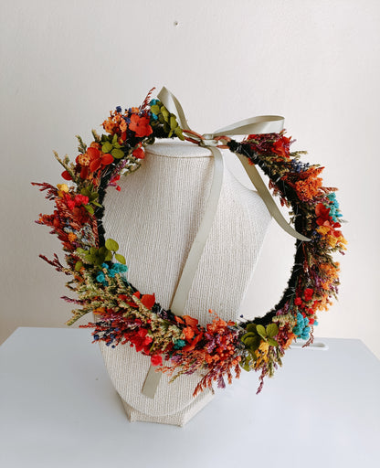 Dried Floral Crown | Warm Autumn Colors Crown