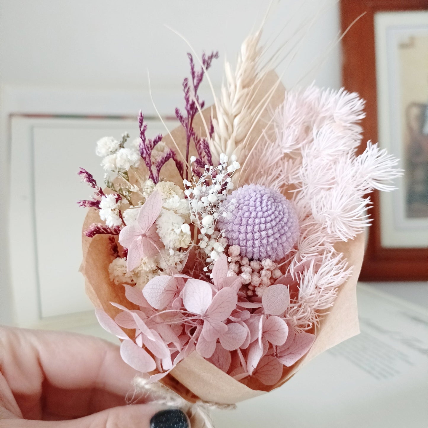 Mini Dried Flower Favors - Rustic Purple Mini Bouquet