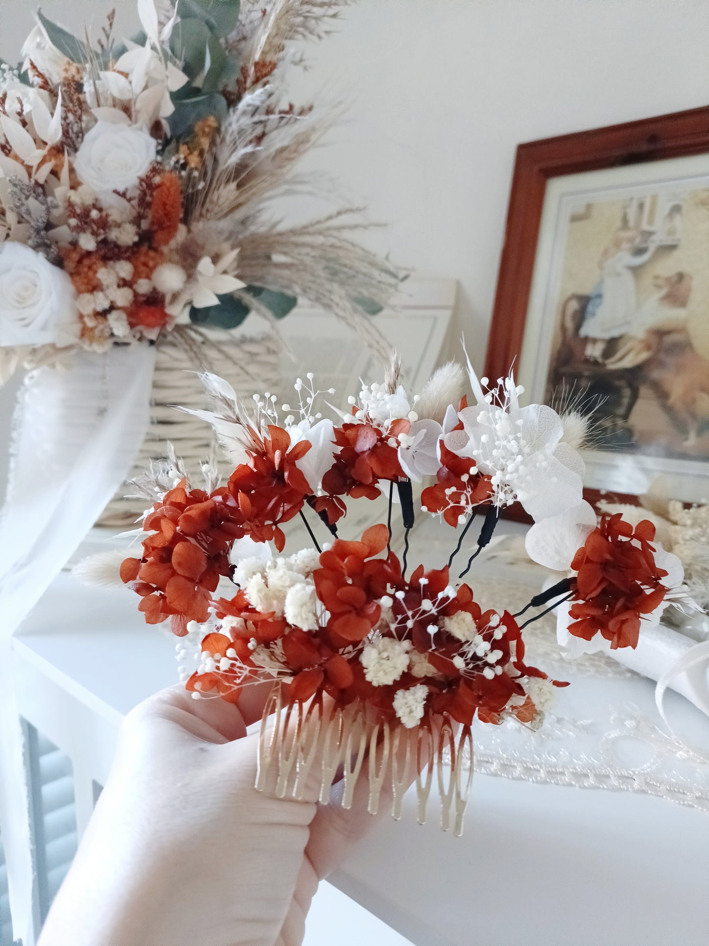 Terracotta Floral Hair Comb