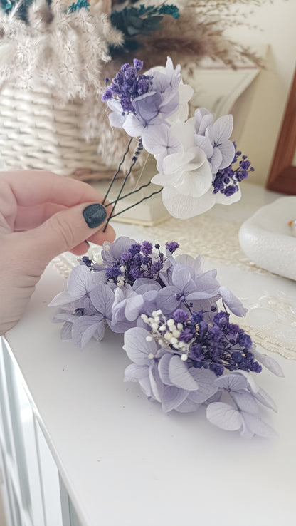 Set of 5/10 Purple Bridal Floral Hair Pin